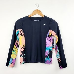 *3/$25 NWT Speedo UPF 50+ Surplice Long Sleeve Rashguard Girls Medium Tropical
